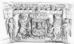 68: 88.- Catedral de Burgos- Escudo de la Ciudad: apunte detalle Cimborrio